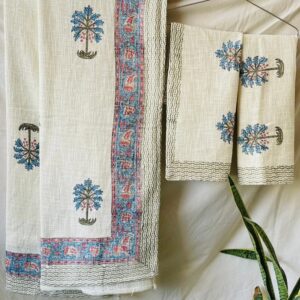 handblock print jut bedsheet and 2 pillow covers